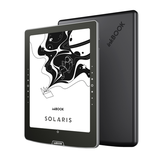 e-bok reader inkBOOK Solaris black back and front